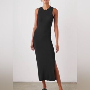 Mystic Prysm by Listicle Black Ribbed Midi Dress Side Slits M